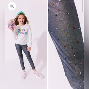 Lola+ The Boys RAINBOW CRYSTAL SHIMMER LEGGINGS. Size 5